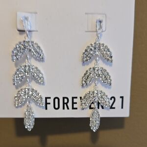Forever 21 Silver Dangle Earrings with Rhinestones